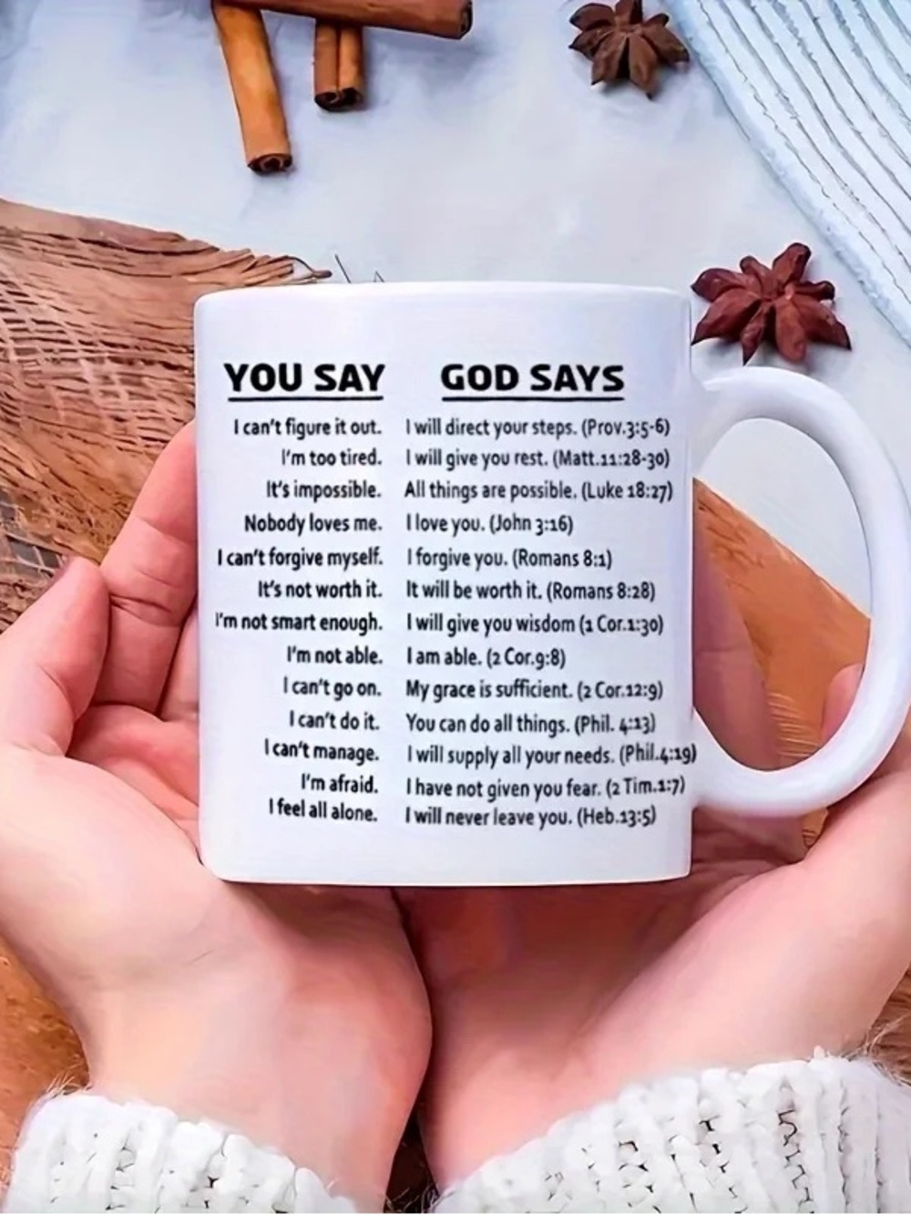 Inspirational 'You Say / God Says' Mug